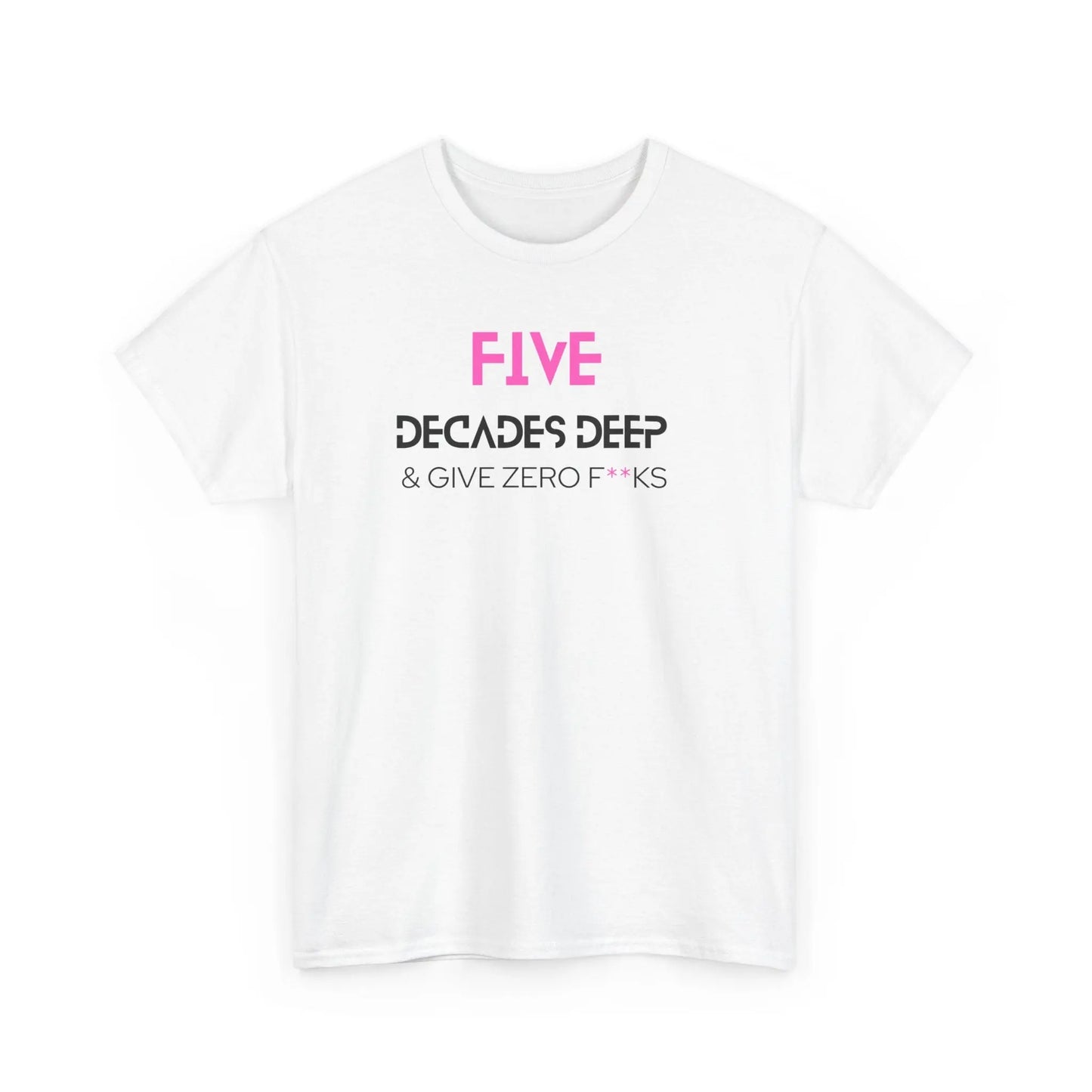 Decades Deep Unisex Heavy Cotton Tee for 50 Pink - Polyeurasian