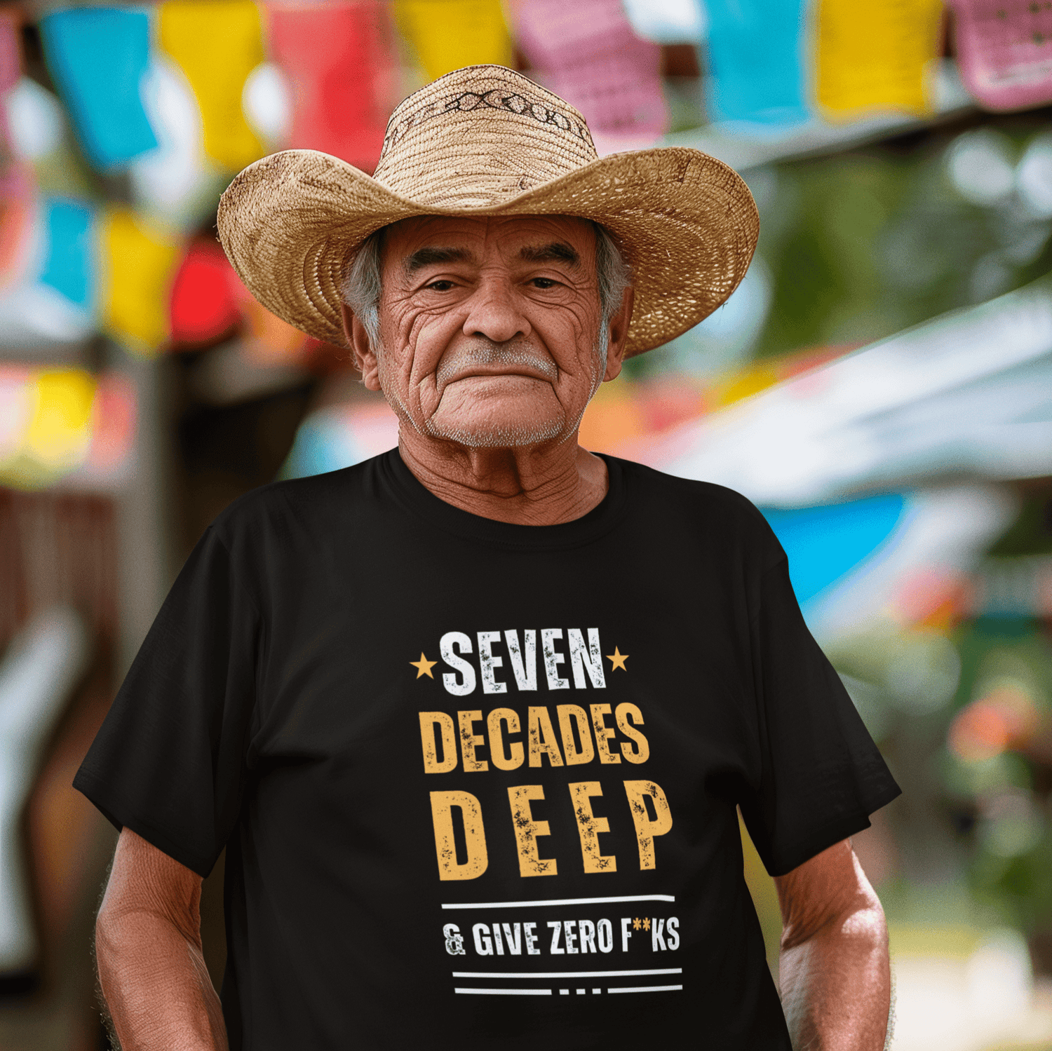 DECADES DEEP Black Tee for 40 to 70 somethings - Polyeurasian