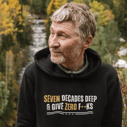 DECADES DEEP Hooded Sweatshirt for 70 somethings - Polyeurasian