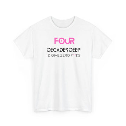 Decades Deep Unisex Heavy Cotton Tee for 40 Pink - Polyeurasian