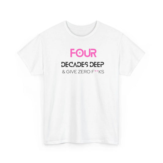 Decades Deep Unisex Heavy Cotton Tee for 40 Pink - Polyeurasian