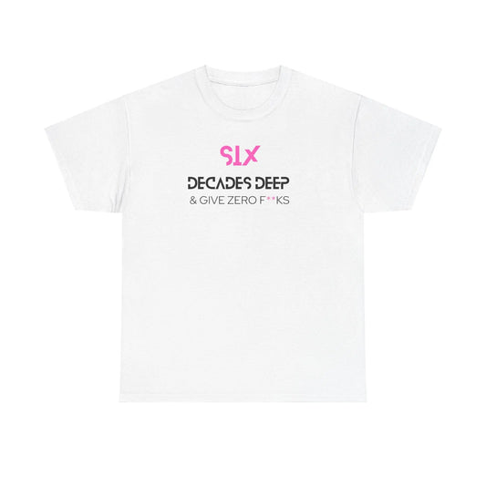 Decades Deep Unisex Heavy Cotton Tee for 60 Pink - Polyeurasian