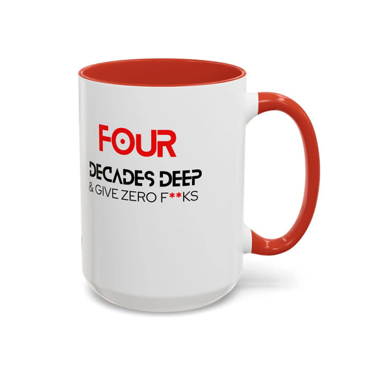 DECADES DEEP White Accent Coffee Mug (11oz) 40 - Polyeurasian